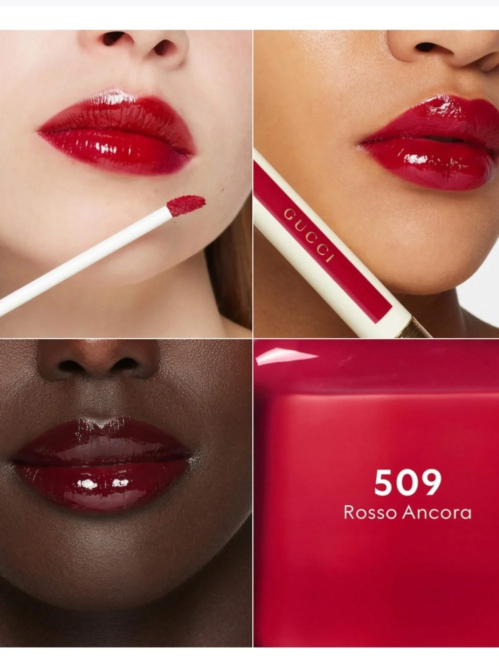 1 GUCCI Lipstick #509 ROSSO ANCORA Stain Oil-In-Water Hydrating Tint FullSize